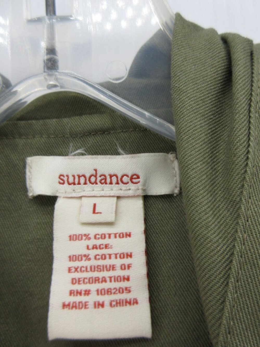 Sundance Jacket Large Olive Hoodie Crochet Lace Utility Full Zip * - Picture 11 of 12